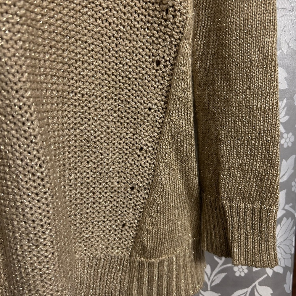 Chico’s Gold Metallic Knit Sweater - Size 2 - Picture 4 of 7